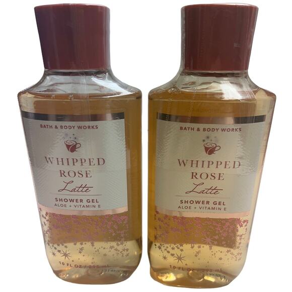 2 x Bath & Body Works WHIPPED ROSE LATTE Aloe & Vitamin E shower gel - Lot of 2 - Picture 1 of 6